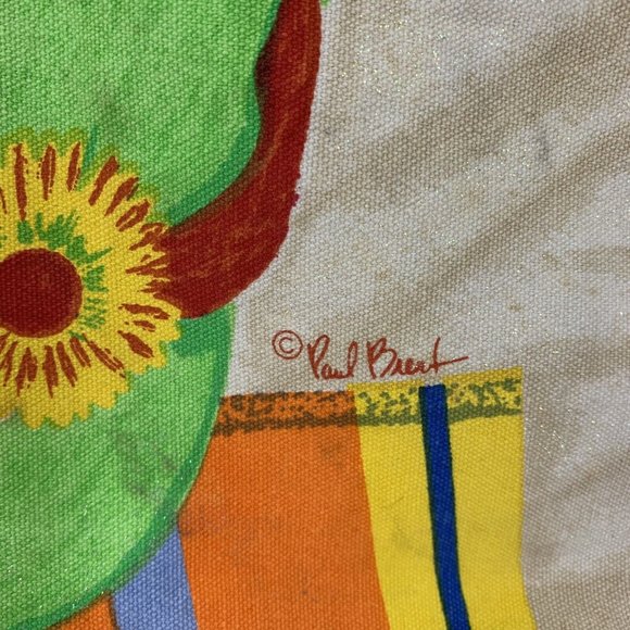 Paul Brent Beach or Pool Tote Bag Flip Flop Print Glass Beads 15" x 7" x 15" - Picture 3 of 8